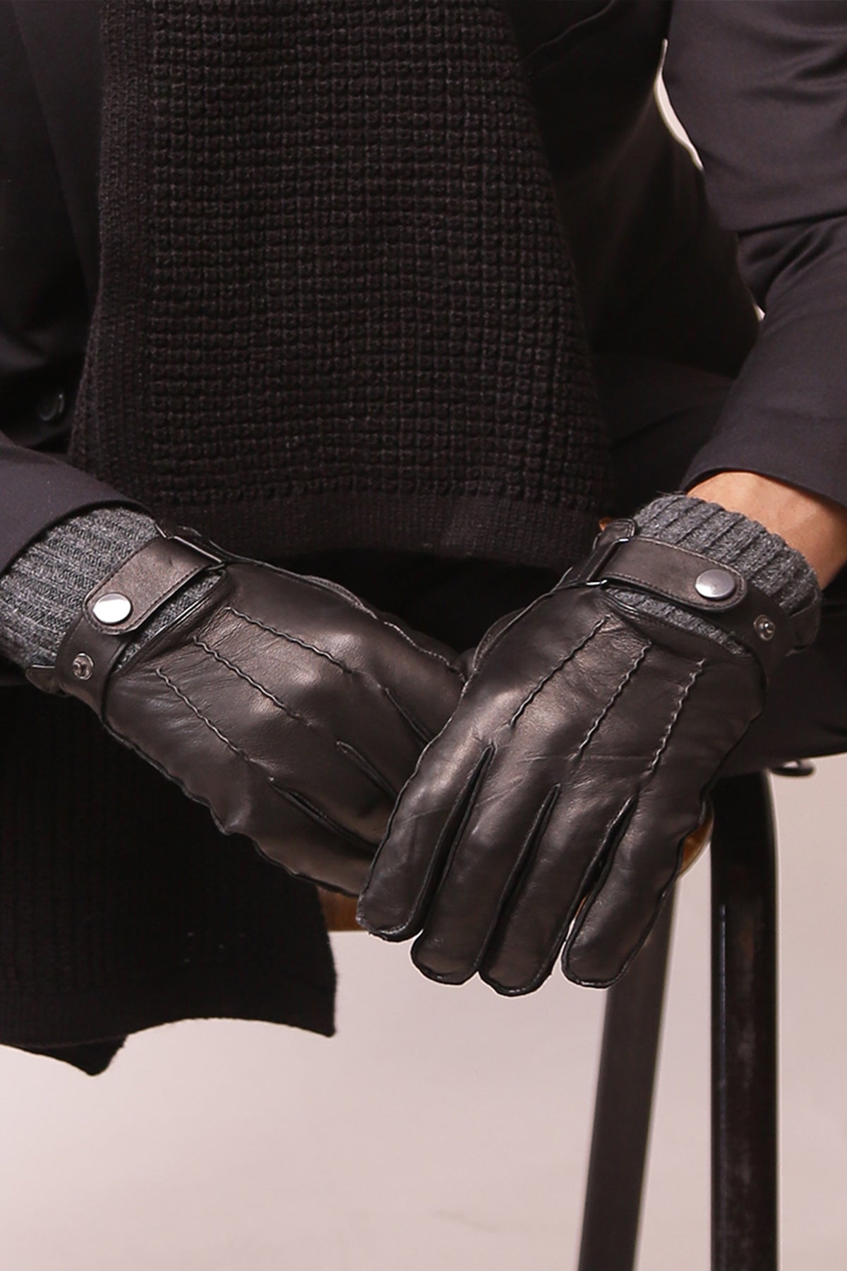 GANTS CUIR HELORY NOIR GRIS