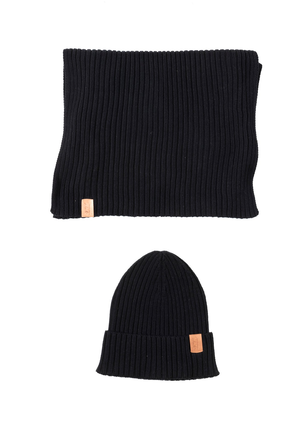 COFFRET ECHARPE ET BONNET COTON NOIR