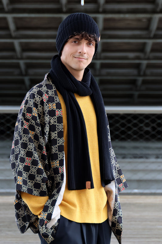 COFFRET ECHARPE ET BONNET COTON NOIR