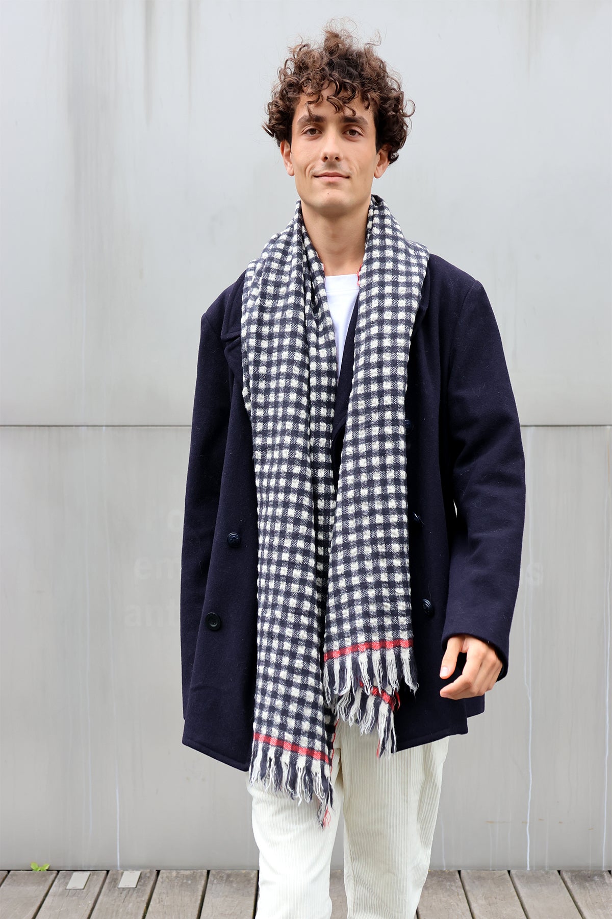 ECHARPE EN LAINE CACHEMIRE LEONARD MARINE