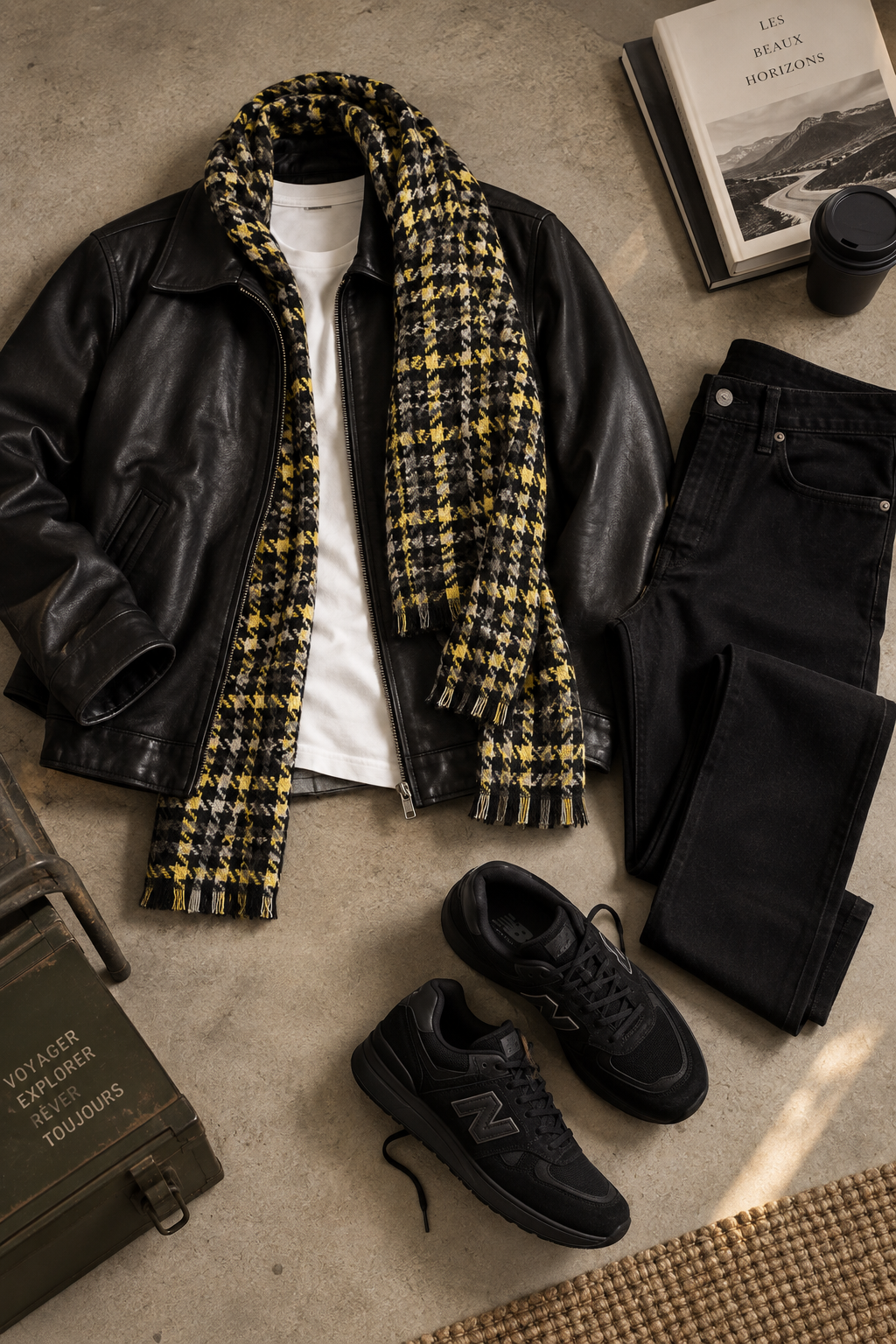 Idée de look pour un homme avec l'écharpe Nico Jaune de Monsieur Charli