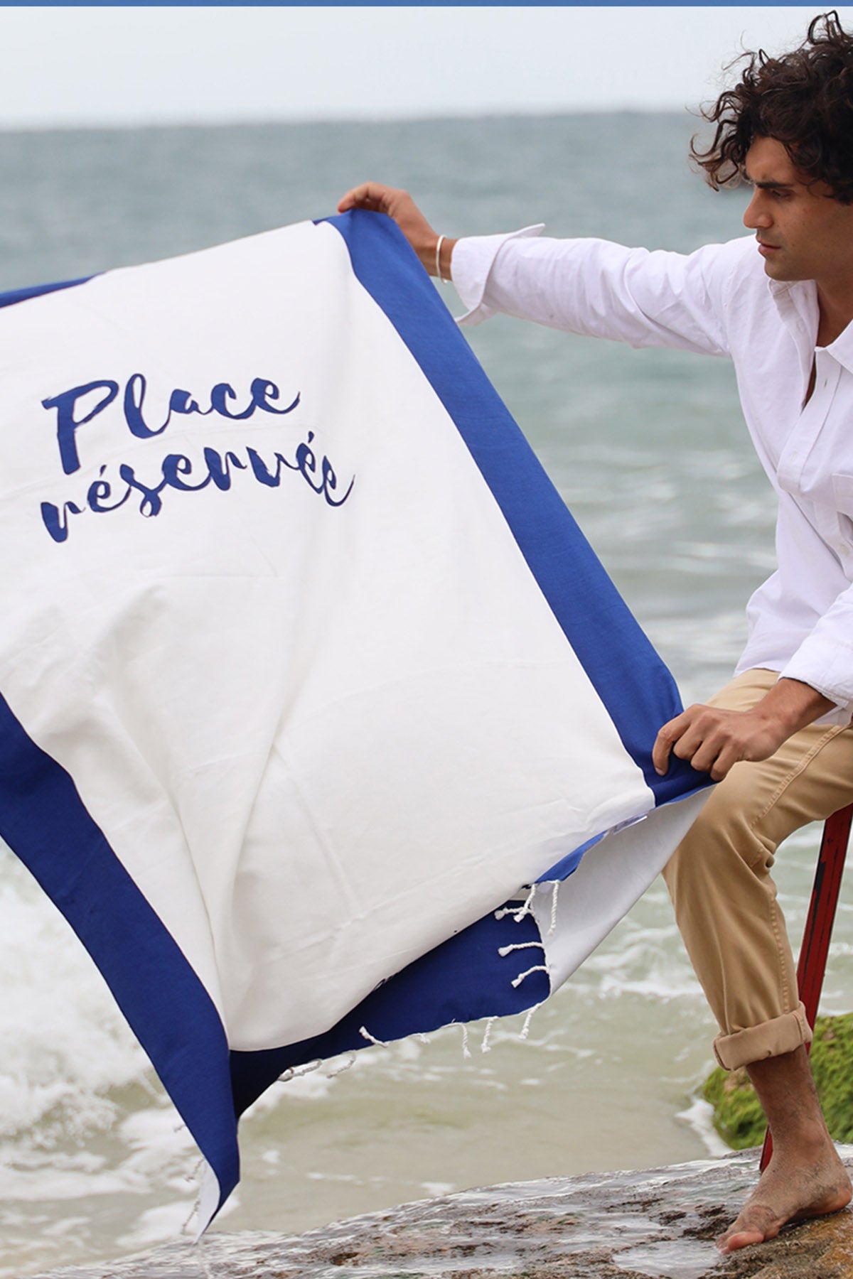 FOUTA PLACE RESERVÉE BLEU