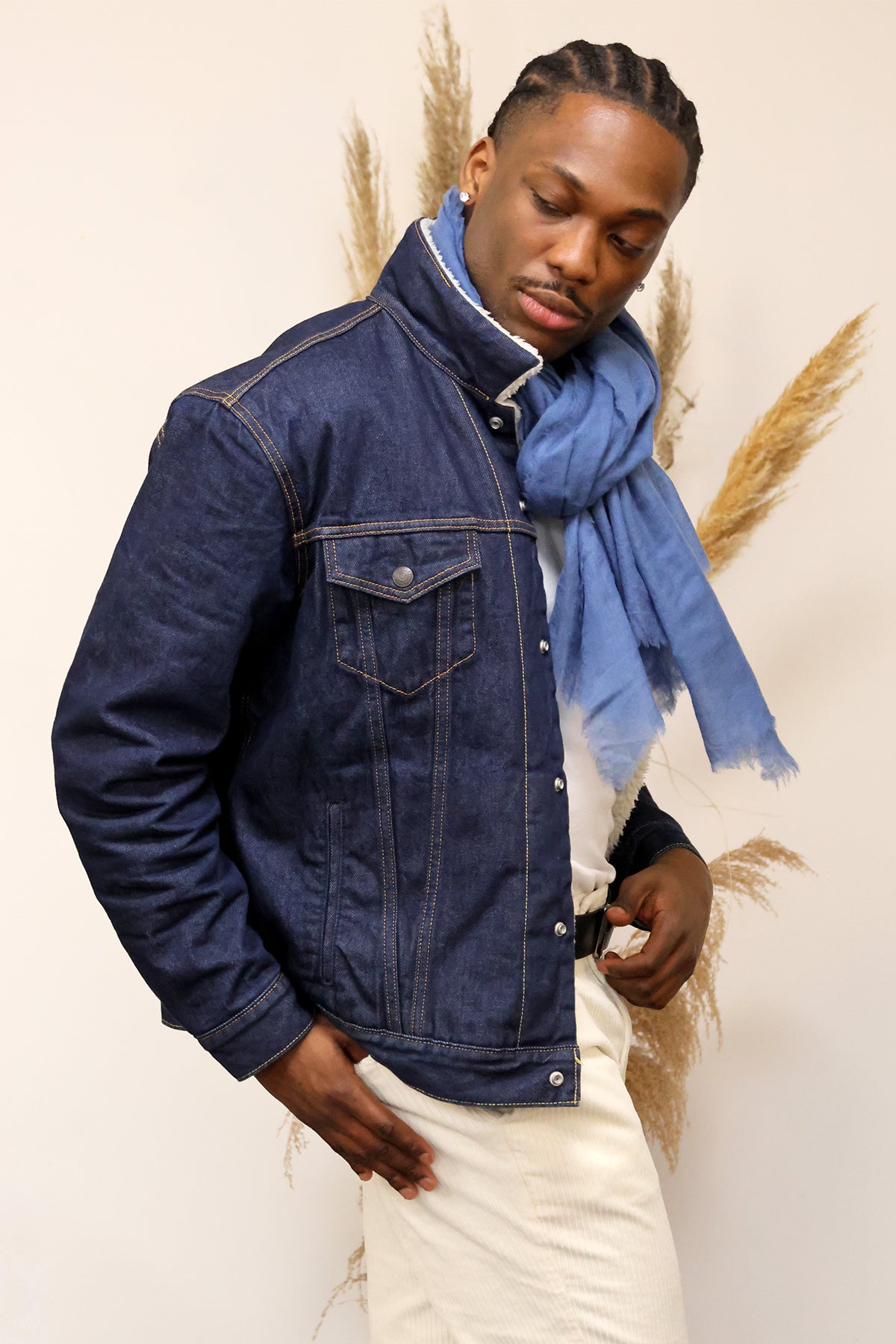 foulard en laine pour homme coloris bleu