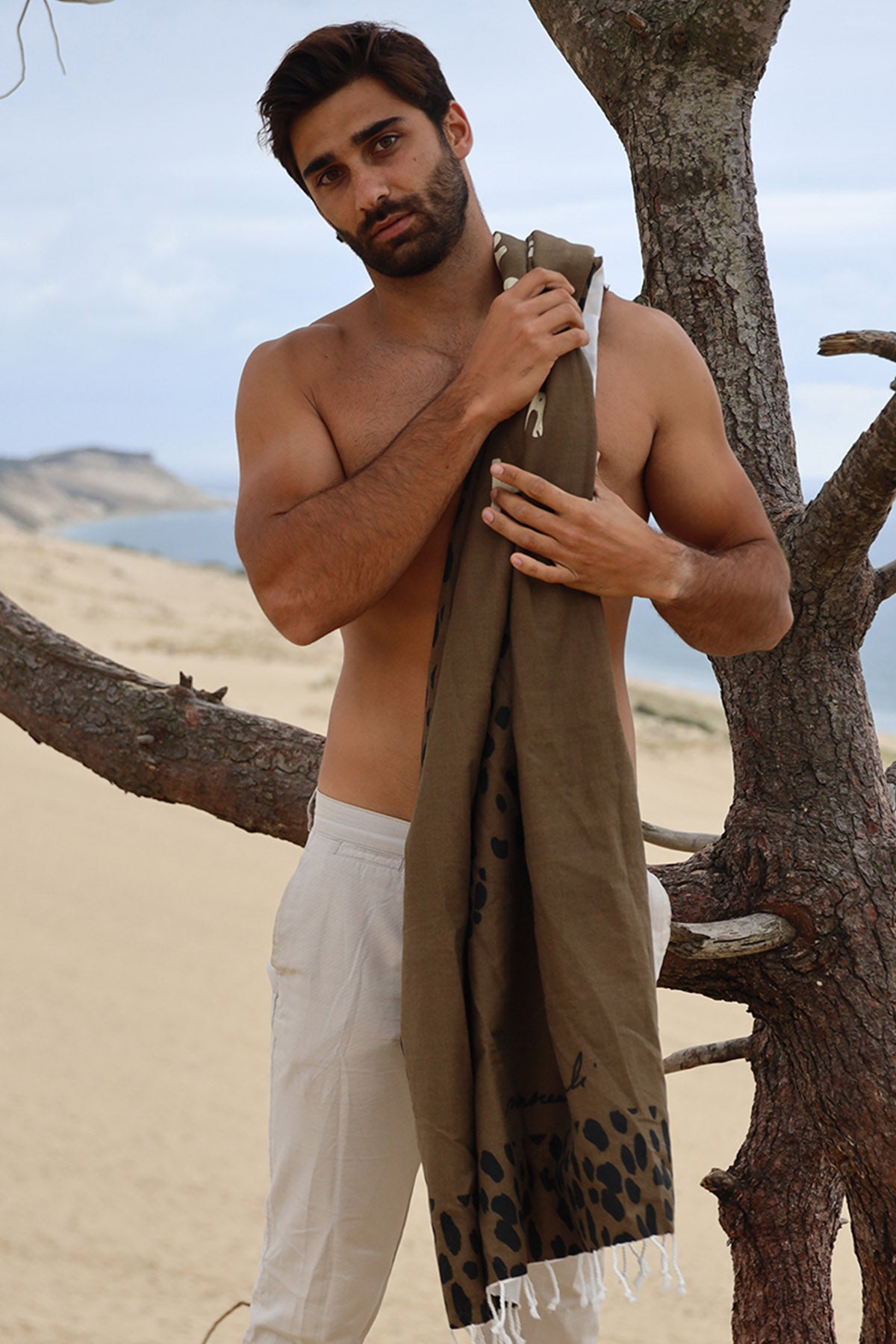 FOUTA DE PLAGE TIGRE KAKI