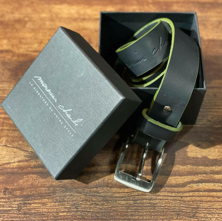 CEINTURE EN CUIR OSCAR NOIR