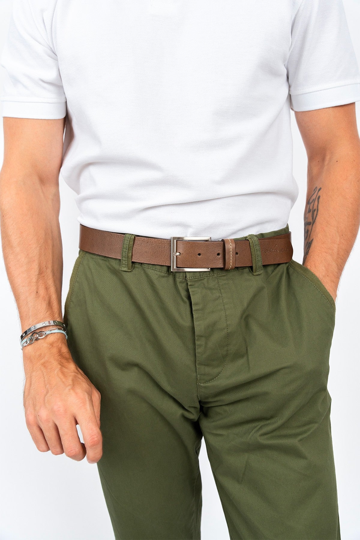 CEINTURE EN CUIR OSVALD TAUPE