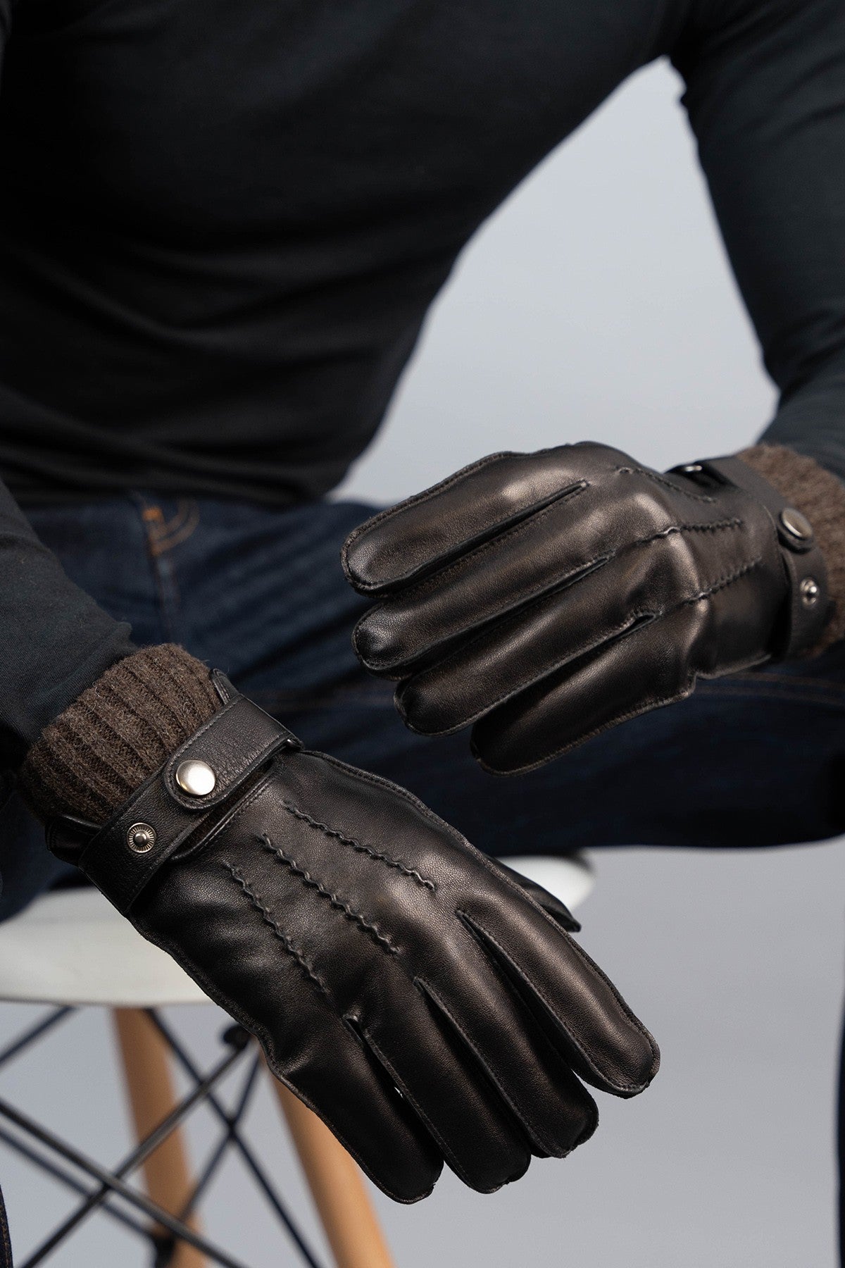 GANTS CUIR HELORY NOIR BRUN