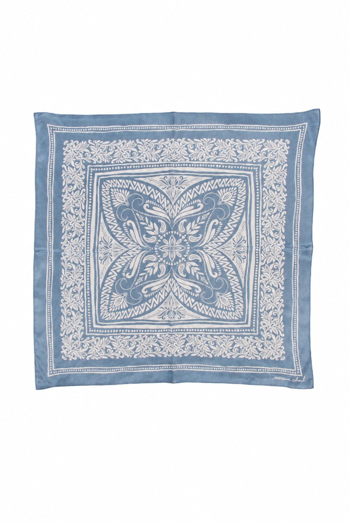 Photo du bandana en soie Franky bleu 