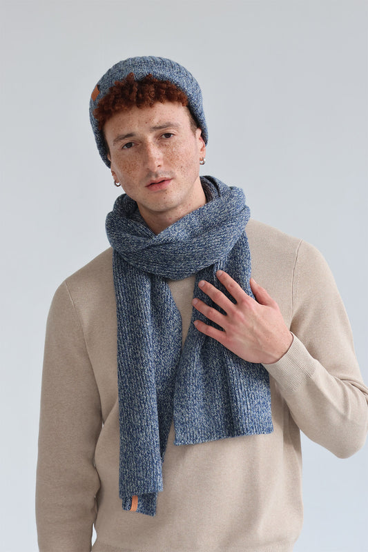 Le duo bonnet & écharpe de monsieur charli en mélange laine, belu chiné 