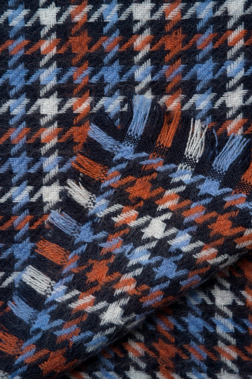 Zoom Écharpe homme NICO Bleu et Rouge à motif pied-de-poule – Monsieur Charli