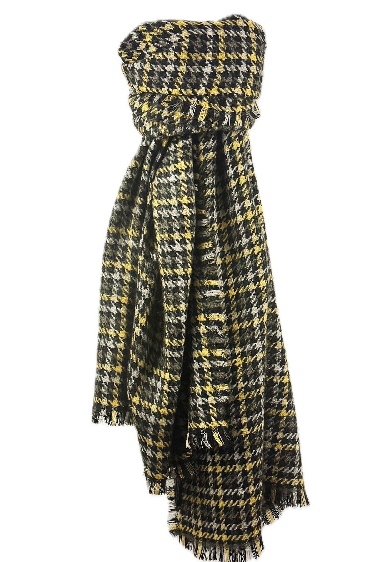 Écharpe homme NICO Noir et Jaune à motif pied-de-poule – Monsieur Charli