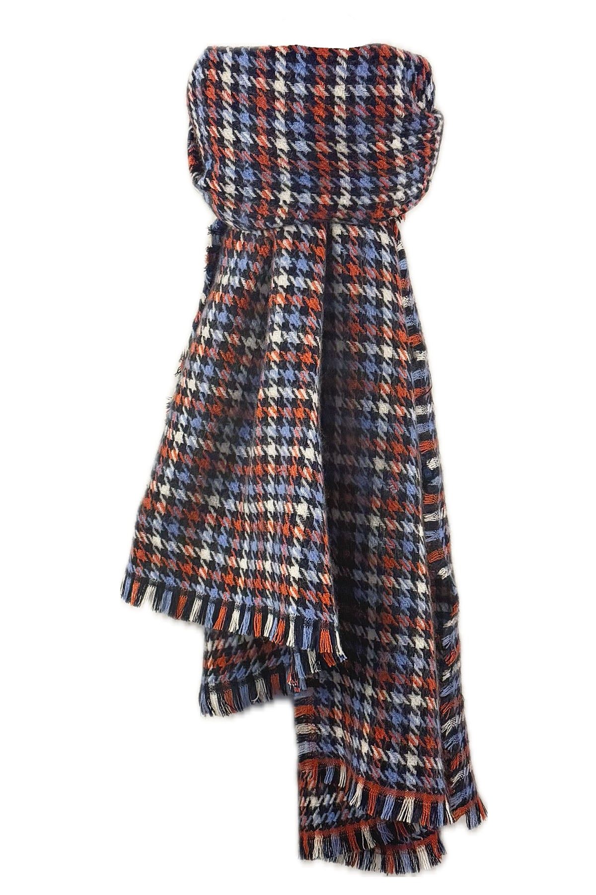 L'Écharpe homme NICO Bleu et Rouge à motif pied-de-poule 