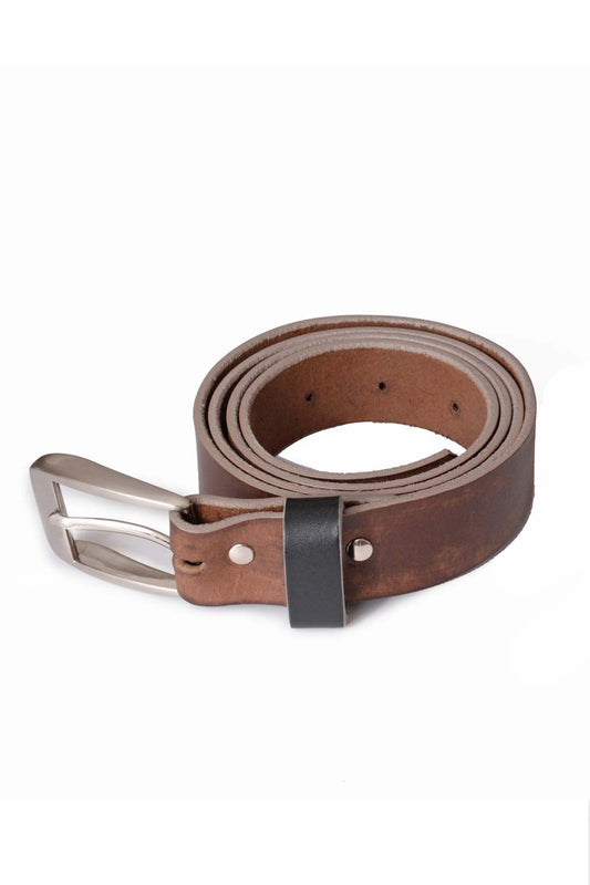 CEINTURE EN CUIR OSCAR BRUN