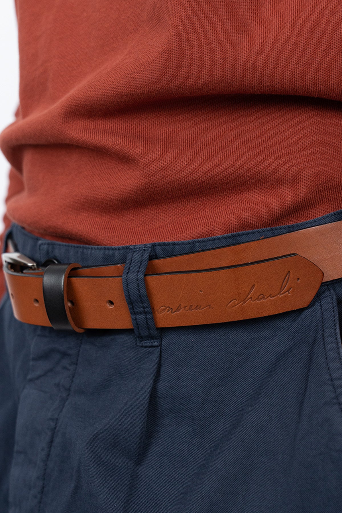 CEINTURE EN CUIR OSCAR CHATAIGNE