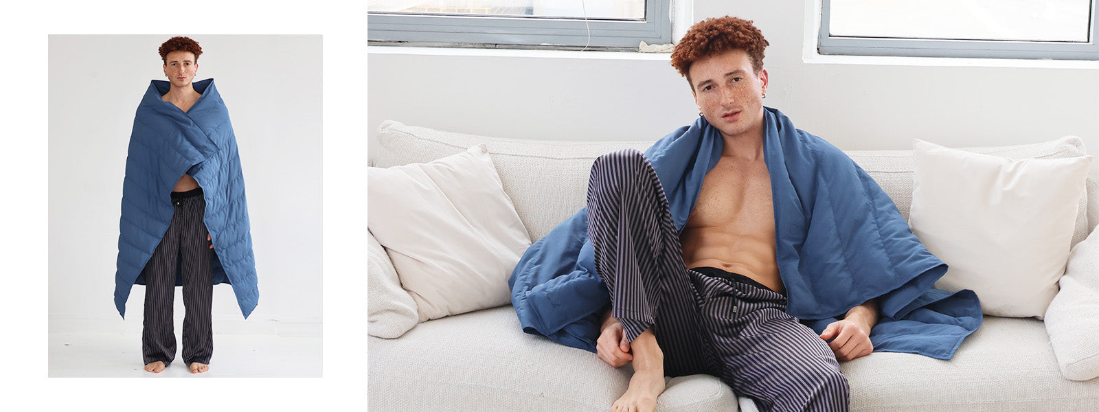 Plaid matelassé TIO porté comme une cape – Monsieur Charli